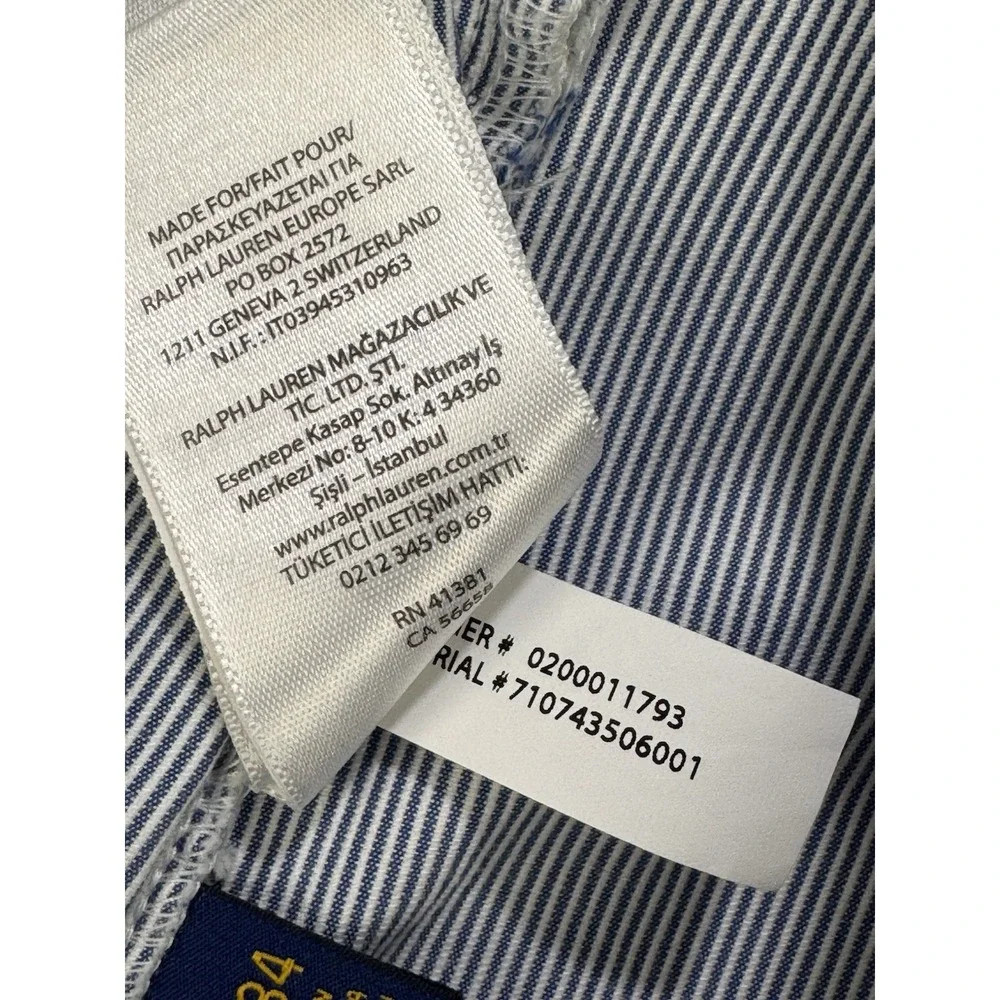Polo Ralph Lauren Pants‎ Mens 36W 34L Blue White Stripe Seersucker Bleecker